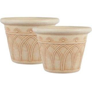 Pride Garden Products 12 in. Round Ivory Arch Plastic Planter (2 Pack) 81206