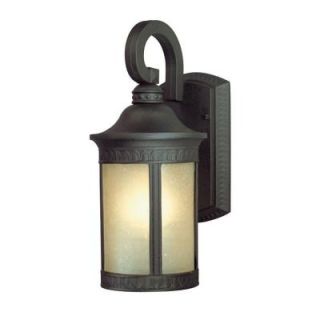 Westinghouse 1 Light Textured Black on Cast Aluminum Exterior Wall Lantern with Amber Seeded Glass 6753900