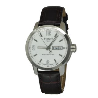 Tissot Mens PRC 200 Automatic White Dial Black Leather Watch