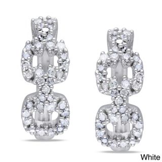 Haylee Jewels Silver 1/3ct TDW Diamond Cuff Hoop Earrings (H I, I2 I3