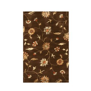 Mandara Transitional Hand Tufted Floral Brown Wool Rug (7 x 10)