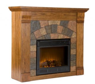 Bennett Antiqued Oak Finish Electric Fireplace —