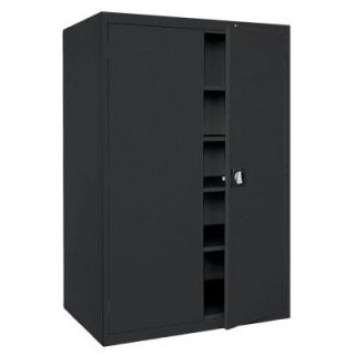 Sandusky Elite Series 72 in. H x 46 in. W x 24 in. D 5 Shelf Steel Recessed Handle Storage Cabinet in Black EA4R462472 09
