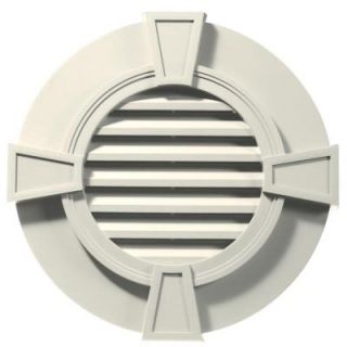 Builders Edge 30 in. Round Gable Vent with Keystones in Parchment 120033030034