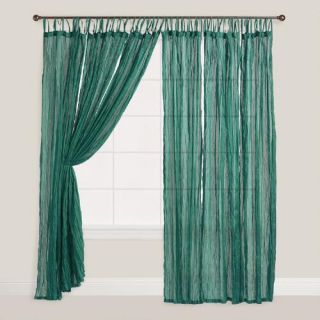 Storm Green Crinkle Voile Curtains, Set of 2