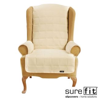 Soft Suede Cream Waterproof Wing Chair Cover   Shopping