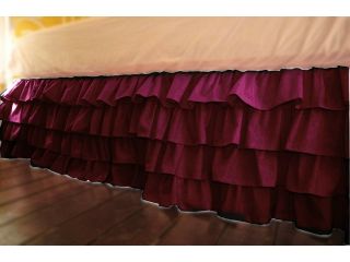 300 Thread Count 100% Egyptian Cotton Solid Wine King Multi Ruffle Bed Skirt with 25" Drop Length