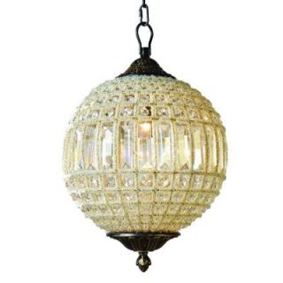 Yosemite Home Decor Collins Collection 1 Light Antique Black Chandelier with Crystal Shade SC3163 1AB