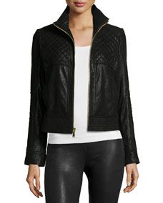 Pearlized Quilted Leather Jacket