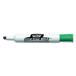 BIC Great Erase Bold Dry Erase Chisel Tip Green Markers (Pack of 12)