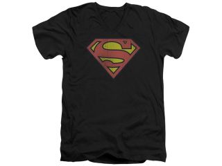 DC Comics Retro Supes Logo Distressed Mens V Neck Shirt