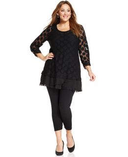 Style&co. Plus Size Three Quarter Sleeve Dot Lace Tunic Top
