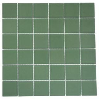 Splashback Tile Contempo Spa Green Frosted 12 in. x 12 in. x 8 mm Glass Floor and Wall Tile CONTEMPOSPAGREENFROSTED2X2GLASSTILE