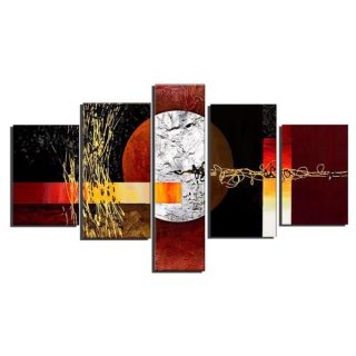 Abstract Red/Brown Painting 4 piece Hand Painted Canvas Art