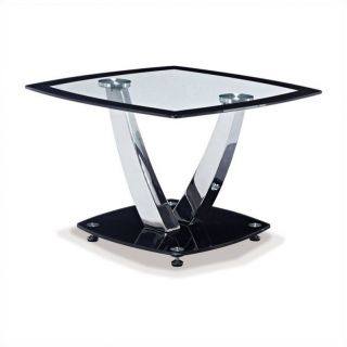 Global Furniture Clear End Table with Black Trim and Base   T716ET