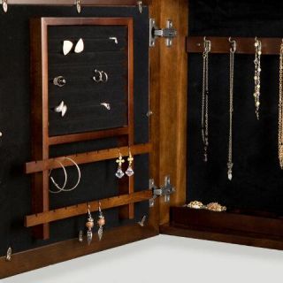 Square Wall Mounted Jewelry Armoire with Mirror