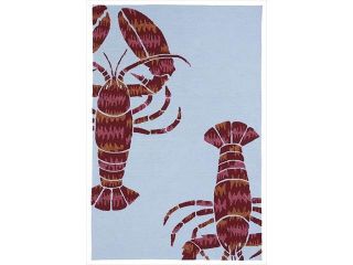 'Luau' Blue Lobster Print Indoor/ Outdoor Rug (7'6 x 9')