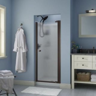 Delta Lyndall 30 in. x 64 3/4 in. Semi Framed Pivoting Shower Door in Bronze with Rain Glass 2406459