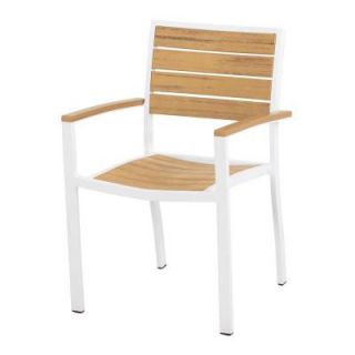 POLYWOOD Euro Satin White/Plastique Patio Dining Arm Chair A200 13NT