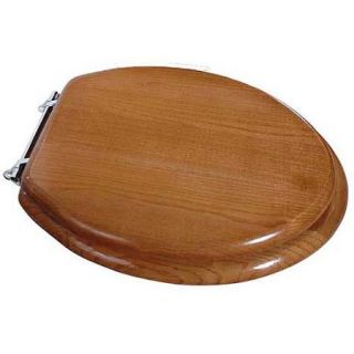Exquisite Elongated Wood Toilet Seat With Chrome Hinges, Oak