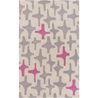 3.25' x 5.25' Analytical Windjammer Gray and Hot Pink Wool Area Throw Rug