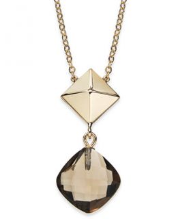 Smokey Quartz (3 1/2 ct. t.w.) Pyramid Pendant Necklace in 14k Gold