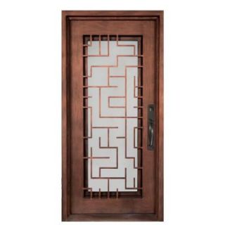 Iron Doors Unlimited 40 in. x 98 in. Bel Sol Classic Full Lite Painted Bronze Decorative Wrought Iron Prehung Front Door IB4098LSHC