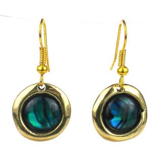 Brass and Sterling Silver Turquoise Teardrop Earrings (Nepal)