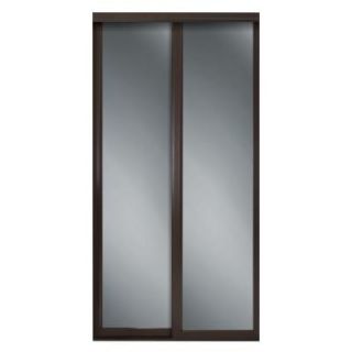 Contractors Wardrobe 60 in. x 81 in. Serenity Mirror Espresso Wood Framed Interior Sliding Door SER MCL6081ES2R