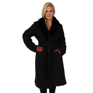 Excelled Womens Plus Size Belted Full length Midtie Swing Jacket