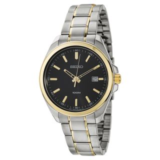Seiko Mens Dress Stainless Steel and Yellow Gold Plated Quartz