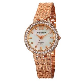 Akribos XXIV Womens Swiss Quartz Diamond Accented Dial Bracelet Watch