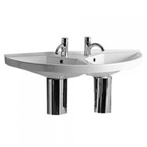 Whitehaus LU020 38" China Series large u shaped double basin with chrome overflows
  White/Natural Wood