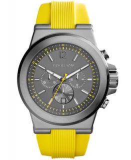 Michael Kors Mens Chronograph Dylan Yellow Silicone Strap Watch 48mm