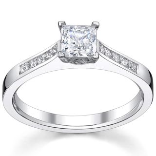 14k White Gold 1 1/3ct TDW Diamond Princess cut Engagement Ring (H I