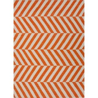 5' x 8' Orange and White Flat Weave Salma Wool Area Throw Rug