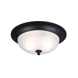 Sea Gull Lighting Humboldt Park 2 Light Outdoor Black Ceiling Flushmount with Satin Etched Glass 7827402 12