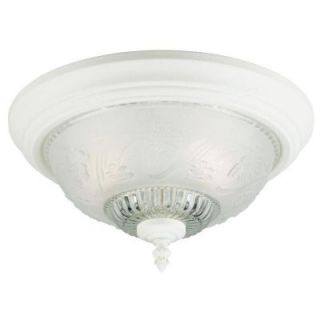 Westinghouse 2 Light Textured White Interior Ceiling Flushmount with Embossed Floral and Leaf Design Glass 6616200
