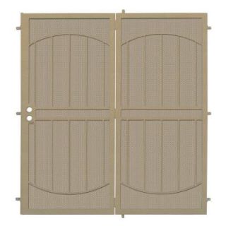 Unique Home Designs 72 in. x 80 in. ArcadaMAX Tan Projection Mount Outswing Steel Patio Security Door with Perforated Metal Screen SPD0640072P005