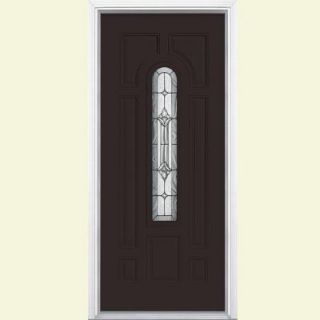Masonite 36 in. x 80 in. Providence Center Arch Painted Steel Prehung Front Door with Brickmold 42240