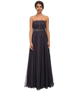 adrianna papell strapless jewelry tulle gown