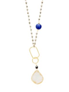 Pyrite & Druzy Pendant Necklace by Alanna Bess Jewelry