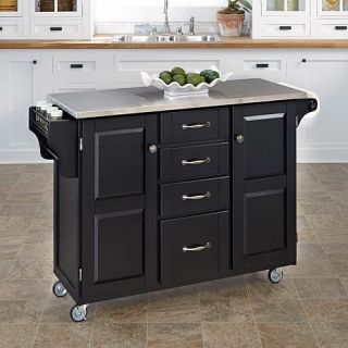 Large Kitchen Cart   Black with Stainless Steel Top   6004052