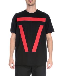 Givenchy Bar Graphic Short Sleeve T Shirt, Black/Red