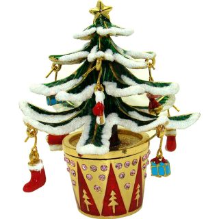Objet dArt Let it Snow Flocked Christmas Tree Trinket Box