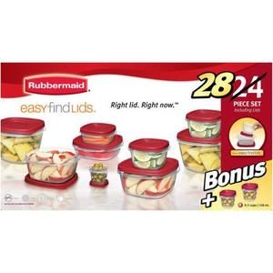 Rubbermaid Case of 2 Easy Find 24 Piece Plus 4 Food Storage Sets