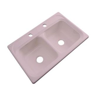 Thermocast Chesapeake Drop In Acrylic 33 in. 2 Hole Double Bowl Kitchen Sink in Wild Rose 43263