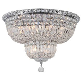 French Empire 10 light Chrome Finish Clear Crystal 20 Round Flush