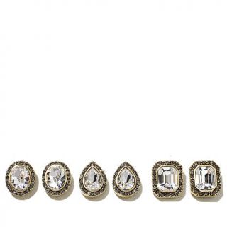 Heidi Daus "What a Stud" Set of 3 Crystal Stud Earrings   7967165