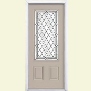 Masonite 36 in. x 80 in. Halifax 3/4 Rectangle Painted Steel Prehung Front Door with Brickmold 33798